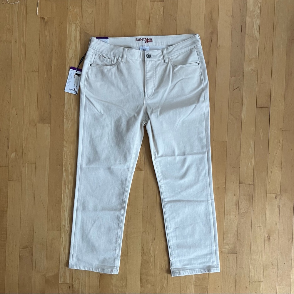NEW Cream stretch Santana cropped jean 14 mid-rise